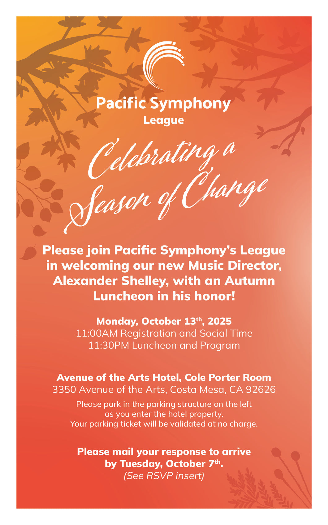 Pacific Symphony League Luncheon - Celebrating a Season of Change with Music Director Alexander Shelley on Monday, October 13th